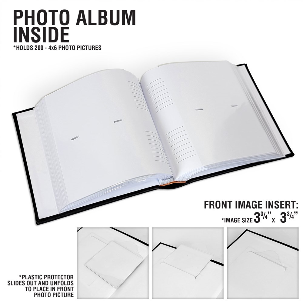 Personalized Photo Album Example with measurements and sizing.